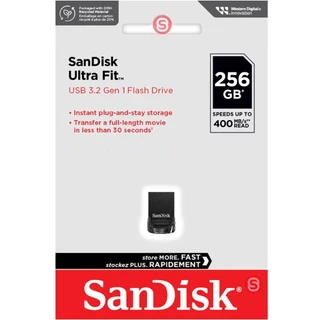 SANDISK ULTRA FIT USB 3.2 Gen1 256GB เร็วขึ้น 15เท่า อ่าน 400MB/s (SDCZ430_256G_G46) แฟลซไดร์ฟ