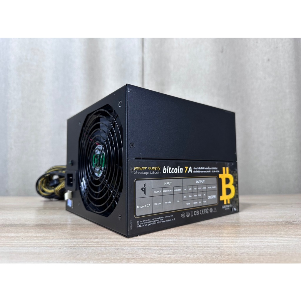 เพาเวอร์ซัพพลายสำหรับการขุด (mining power supply) Gview bitcoin 7A  2000W 80+