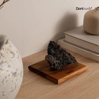 Dontrush หินหอมภูเขาไฟบนถาดไม้สักพร้อมนํ้ามันหอมระเหย - "ELEMENT" LAVA STONE WITH ESSENTIAL OIL