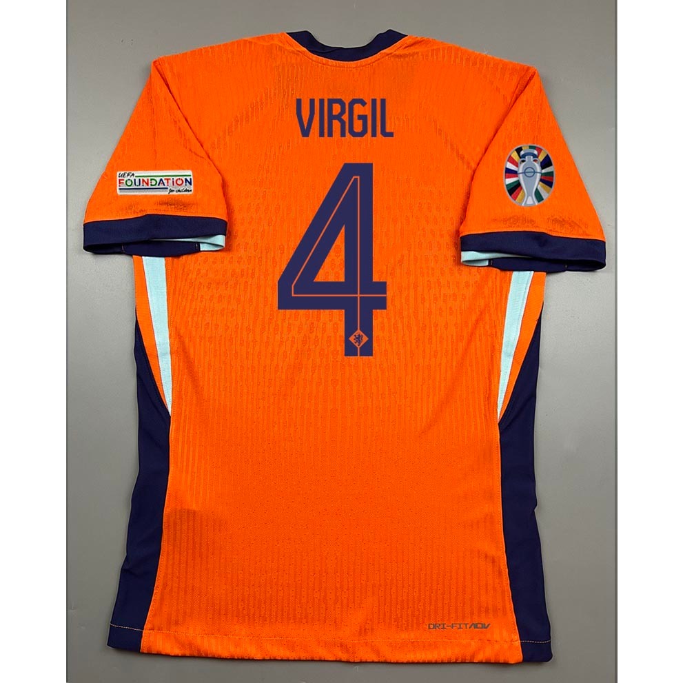 SALE !!! เสื้อบอล เพลเย่อ Euro 2024 ฮอลแลนด์ เหย้า 4 VIRGIL อาร์มยูโร Player Holland Home Cecat