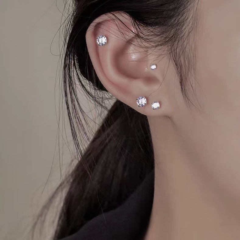 [พร้อมส่งจากไทย🇹🇭] ต่างหูเพชร เงิน92.5%(1คู่) สวยมาก หรูหรา ไม่คัน ไม่แพ้  NA02. Mellow