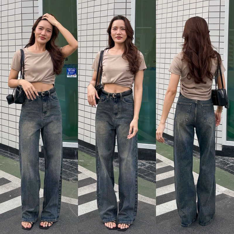 [เก็บโค้ดหน้าร้านลด 30% เหลือ 461.-] Kirin Jeans ยีนส์สีสนิมทรงกระบอกขาตรง ทรงสวย ผ้าดีมาก