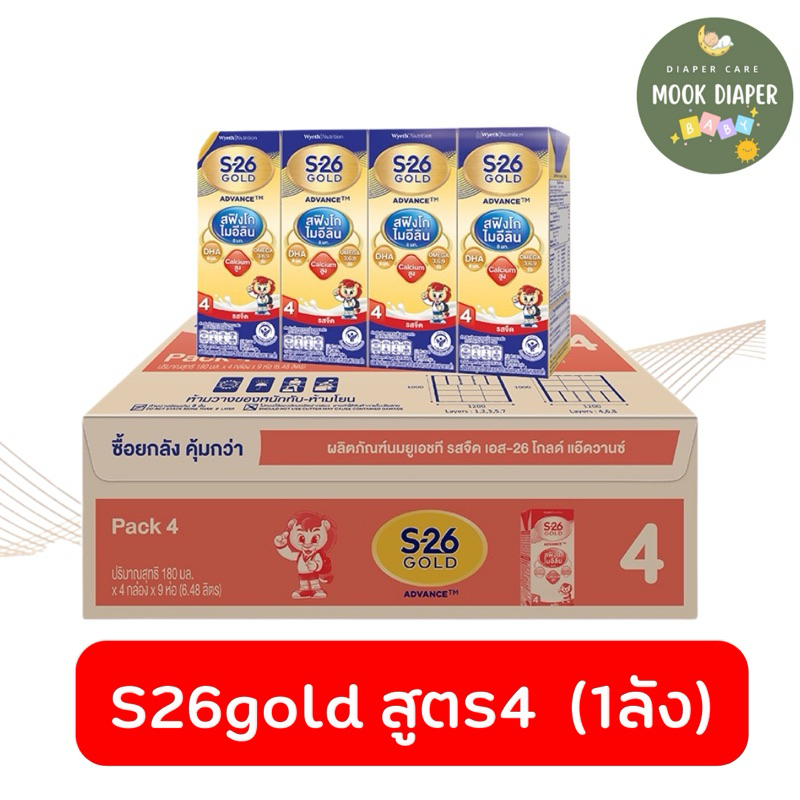 มีส่งด่วน นมS-26 Gold UHT (Formula 4) Case นมกล่อง เอส-26 โกลด์ ยูเอชที สูตร 4 (ยกลัง36กล่อง)