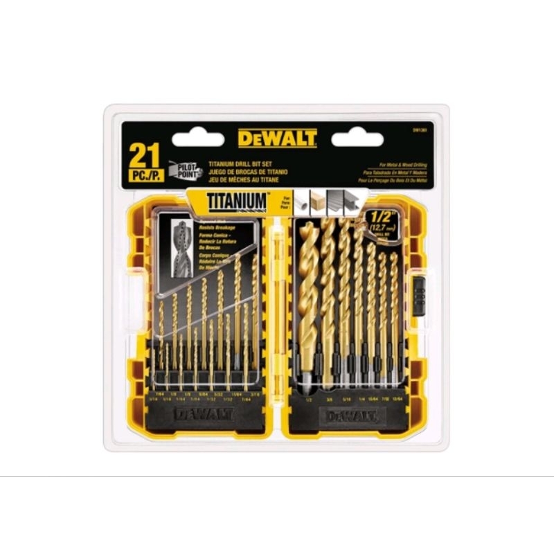 Dewalt ชุดดอกสว่านไทเทเนียม 21 ชิ้น/ชุด รุ่น DW1361