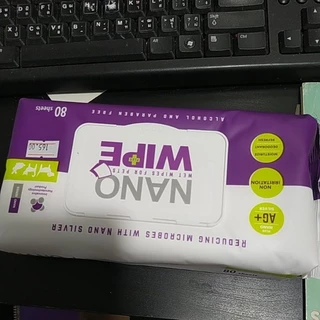 Nano Wipe บรรจุ 80 ผืน ผ้าเปียก ทำความสะอาด สัตว์เลี้ยง แมว สุนัข ชูก้า หนูแฮม
