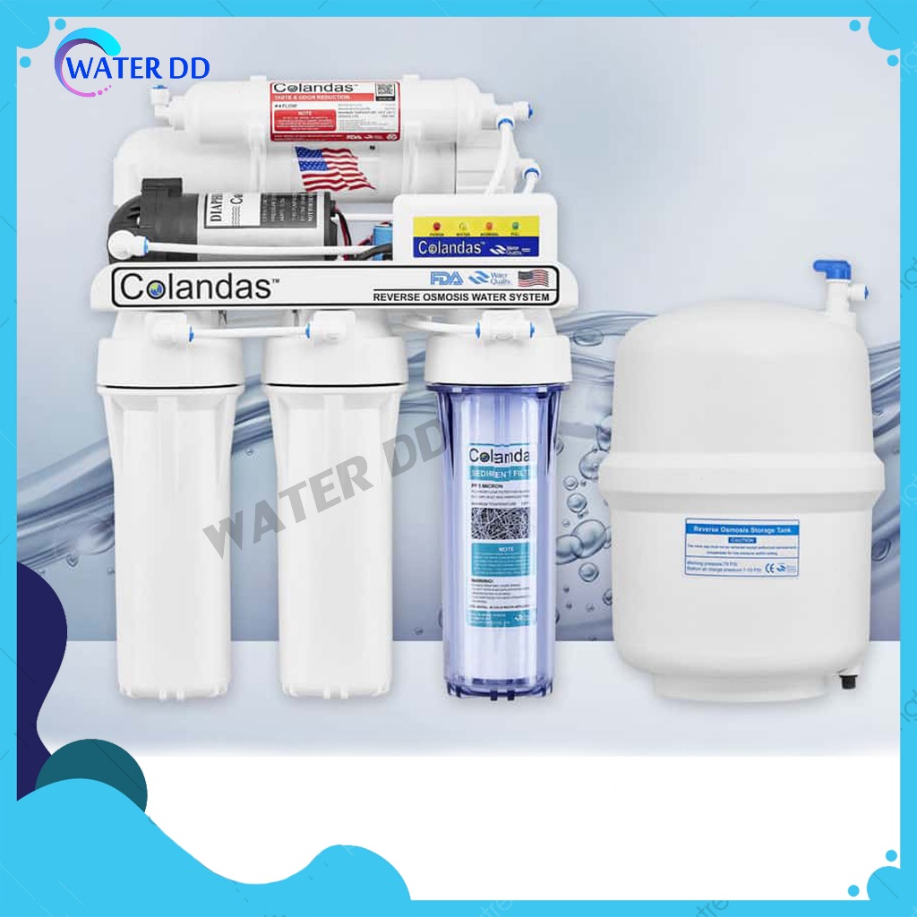 Colandas เครื่องกรองน้ำ 5 ขั้นตอน ระบบ RO 0.0001 ไมครอน มี ไส้กรองน้ำ พร้อมอุปกรณ์ครบชุด รับประกัน 1 ปี
