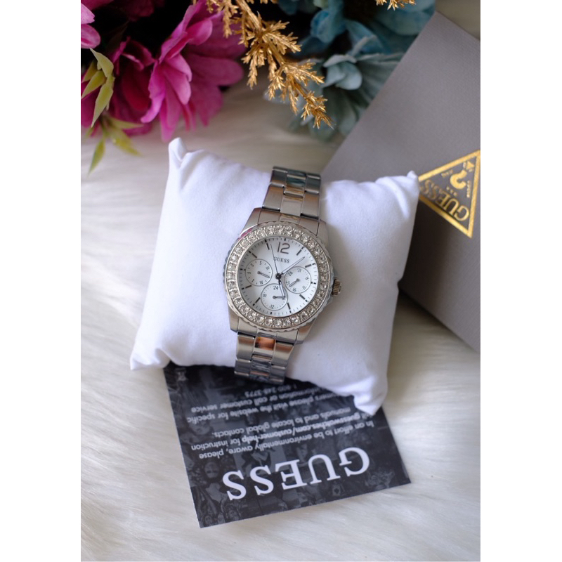 ❗️❗️แท้💯 นาฬิกาข้อมือ Guess Women’s Stainless Steel White Dial Watch (U11052L1)❗️❗️