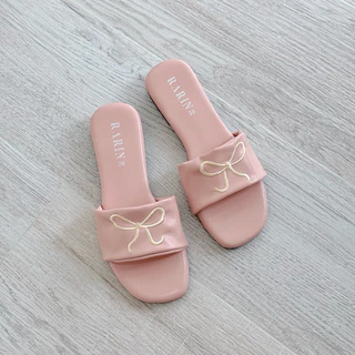 Rarin รุ่น [ Pretty girl ] 36 - 41 รองเท้าแตะพื้นนุ่ม ปักโบว์ โซคิวท์~