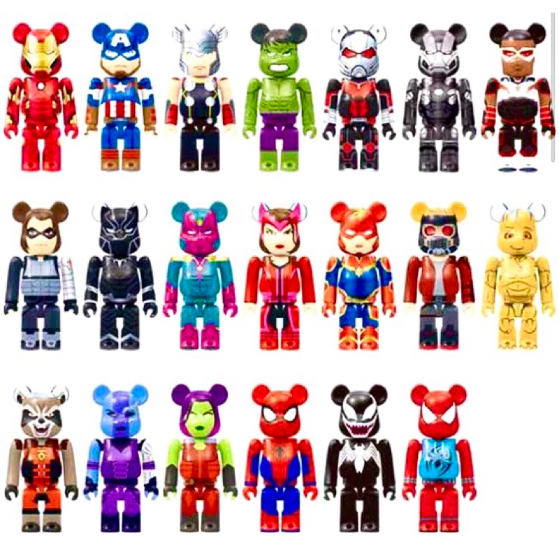 [ของญี่ปุ่นแท้🇯🇵💯] พวงกุญแจฟิกเกอร์ Bearbrick 100% : รวม Marvel (ของใหม่ในกล่อง) (งาน Medicom toy)