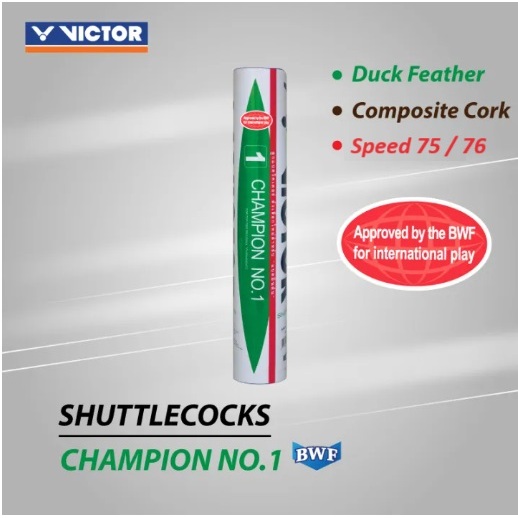 VICTOR ลูกแบดมินตัน รุ่น CHAMPION NO.1(BWF) ของแท้ Speed 75, 76 เกรดแข่งขัน