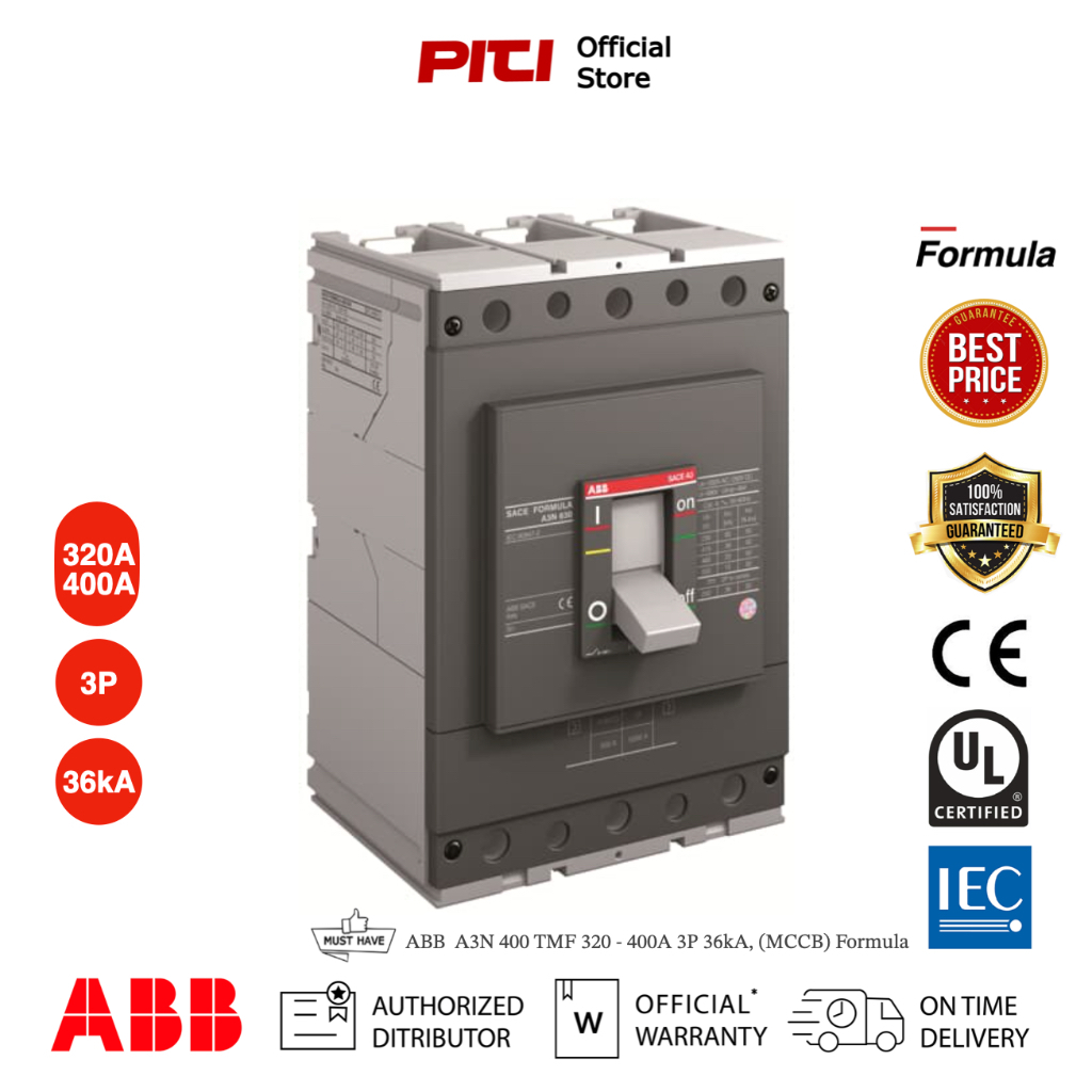 ABB MCCB A3N 400 TMF 630A 3P (36kA) Formula Series เบรกเกอร์ Breaker # 1SDA066566R1