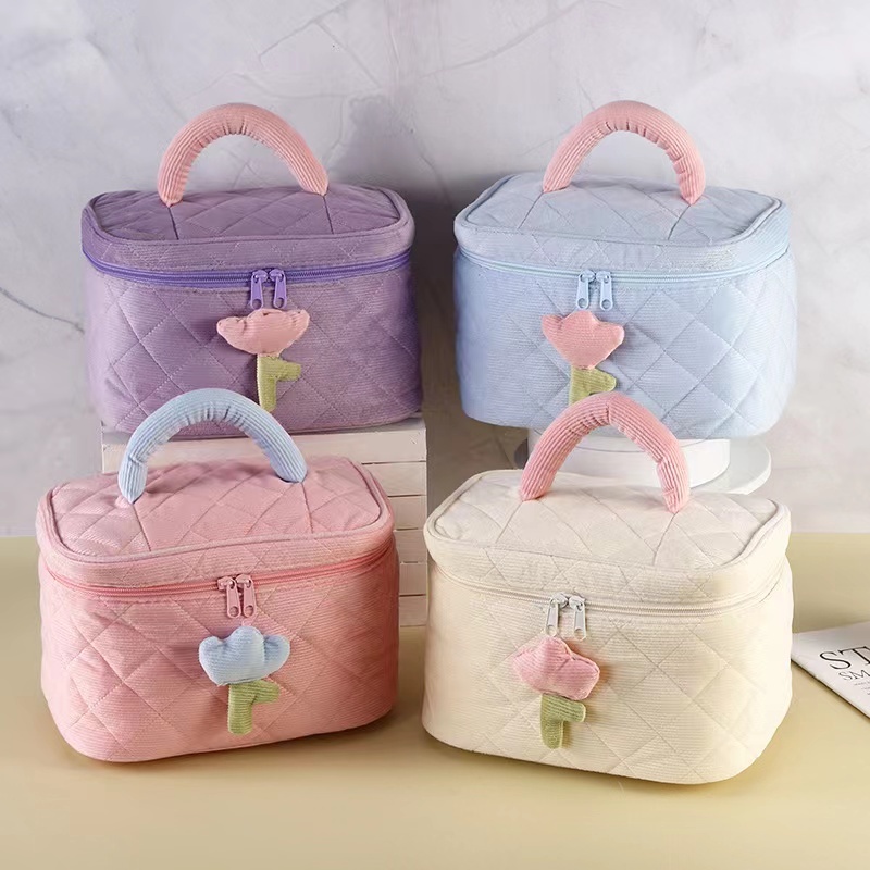 (GC-165)กระเป๋าจัดระเบียบเครื่องสำอาง ผ้าลูกฟูกน่ารัก