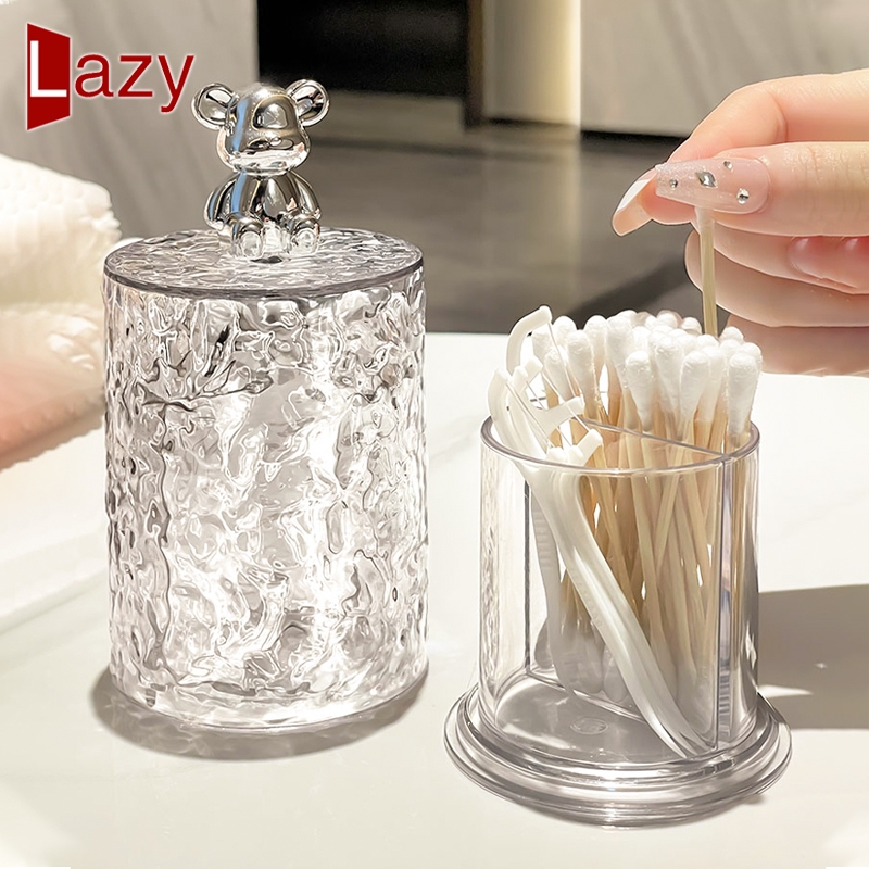 Lazy life กล่องใส่สำลี กล่องเครื่องสำอางออร์แกนิกที่สวยงาม และเก็บสำลีแผ่น แบบมีฝาปิด