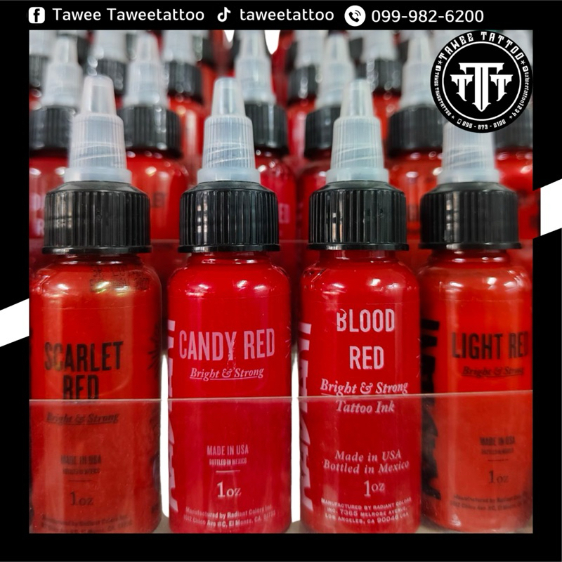 RADIANT ขนาด 1 ออนซ์ สีเรเดียนท์ เฉดสีแดง สำหรับงานสักลาย TATTOO