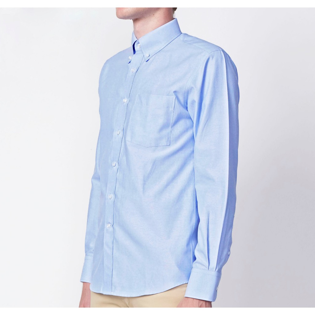 UrbanSNAPS Mandarin Oxford Slimfit Long-Sleeve BlueShirt #สีฟ้า(เสื้อเชิ้ตคอจีนผ้าอ๊อกฟอร์ดแขนยาว)
