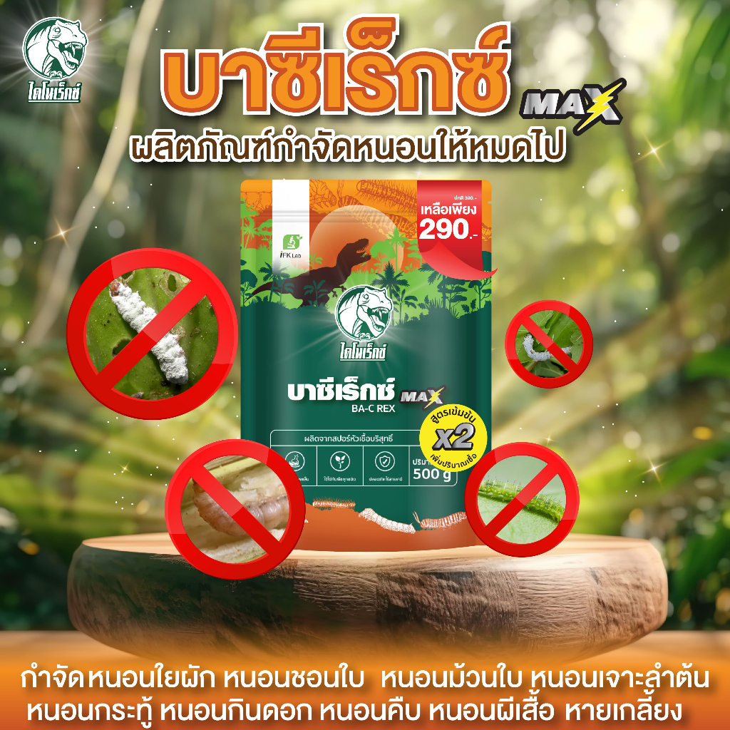 บาซีเร็กซ์ ชีวภัณฑ์ กำจัดหนอนทุกชนิดในพืช เพาะจากLAB 100% ปลอดภัยต่อคนและพืช ไร้สารเคมี