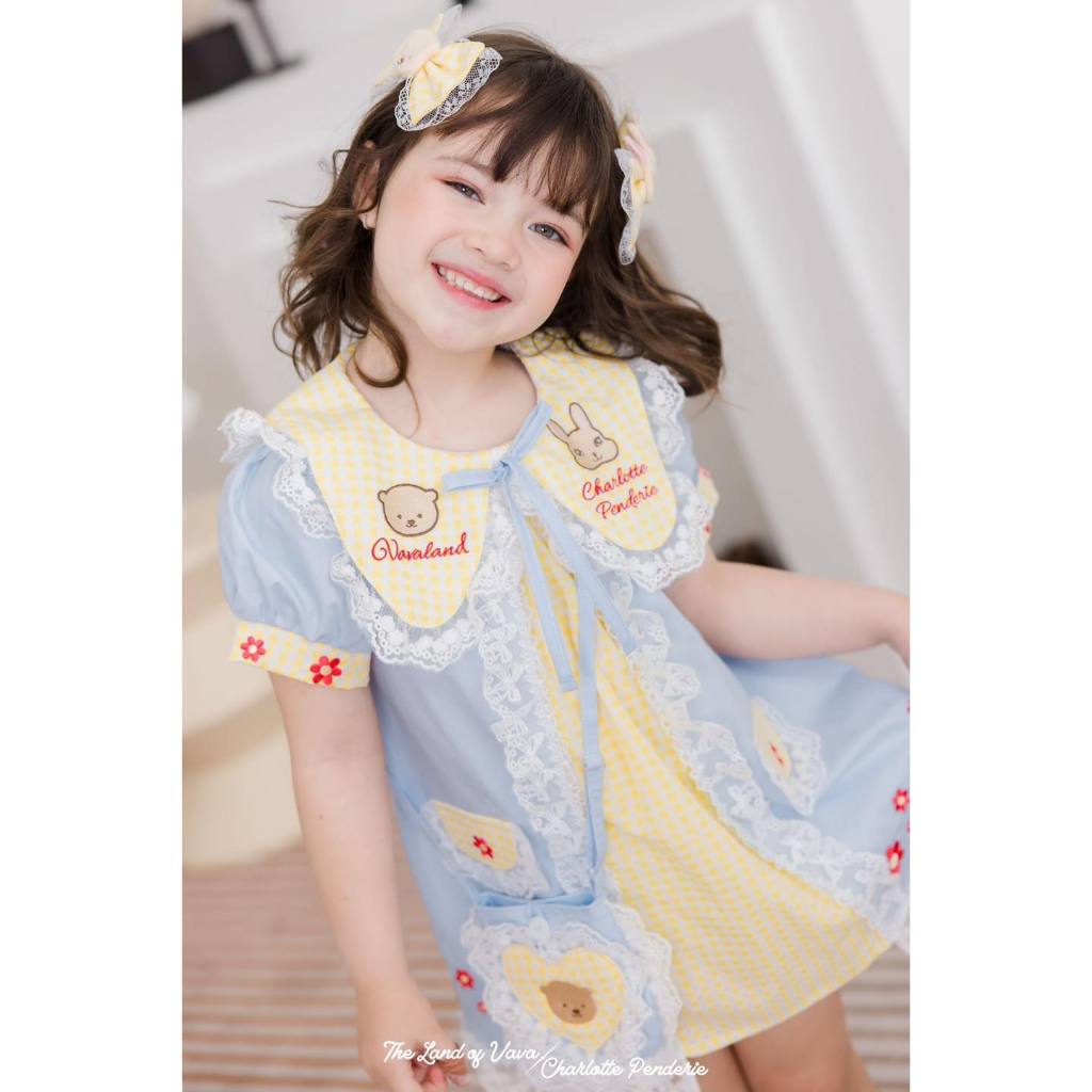 Thelandofvava LOOK1 VNXZ1093 เดรสเด็กผู้หญิง The Land of vava X Charlotte ลิขสิทธิ์แท้จาก vava