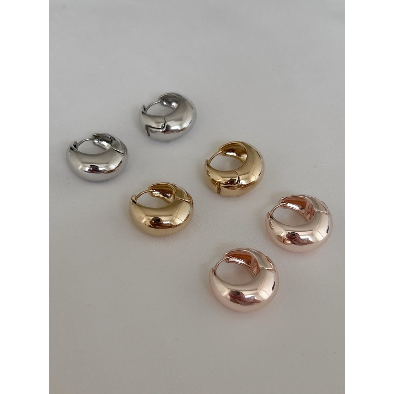 A.piece ต่างหูห่วง [silver 925 post] One-touch 101 collection : Round drop one-touch earrings