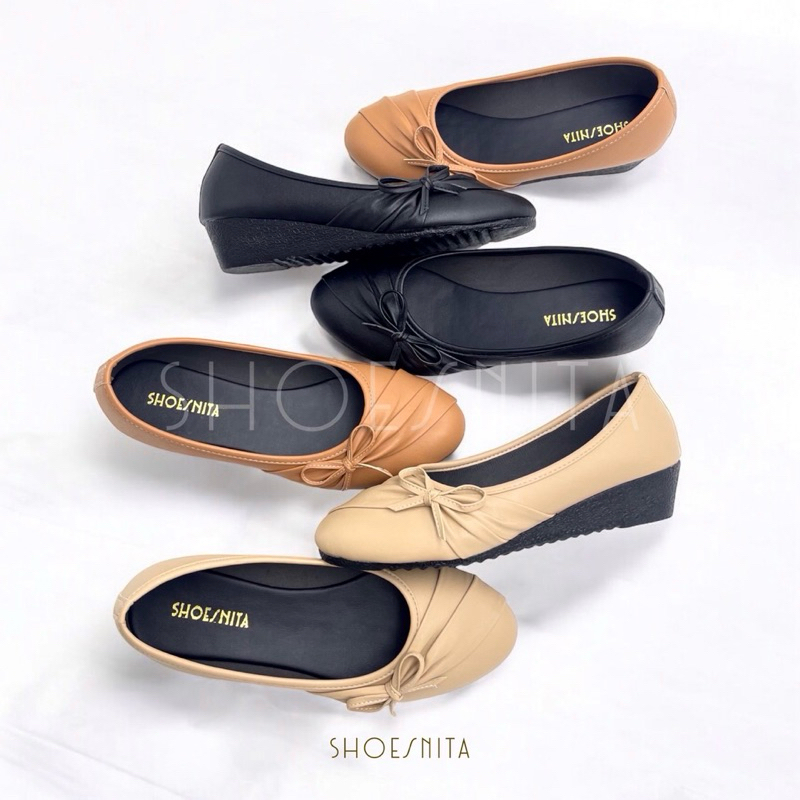 รองเท้าคัชชู ส้นสูง 1.5 นิ้ว  รองเท้าคัทชูแฟชั่น ส้นเตารีด ใส่สบาย SHOESNITA *S383