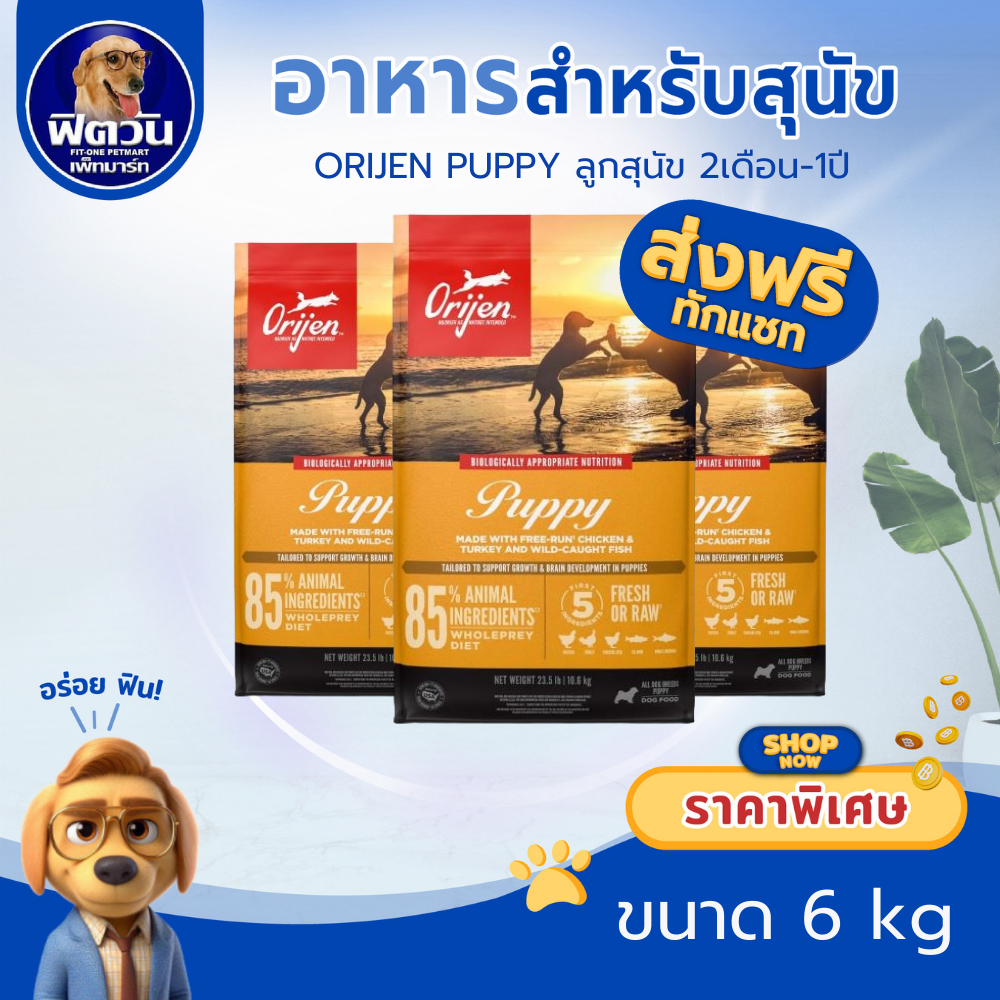Orijen Puppy อาหารสูตรลูกสุนัข ขนาด 6 กก.{อาหารสุนัขเม็ด}