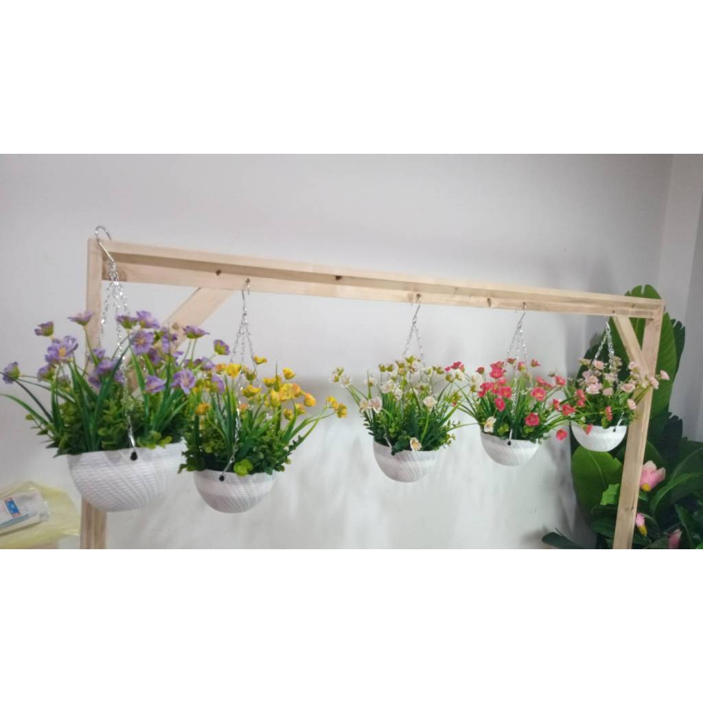 ( Minimal Style! ) กระเช้าแขวน อัลสโตรมีเรีย (เซทมินิ)  #ต้นไม้ปลอมตกแต่งบ้าน Leeartplants (๑๒)