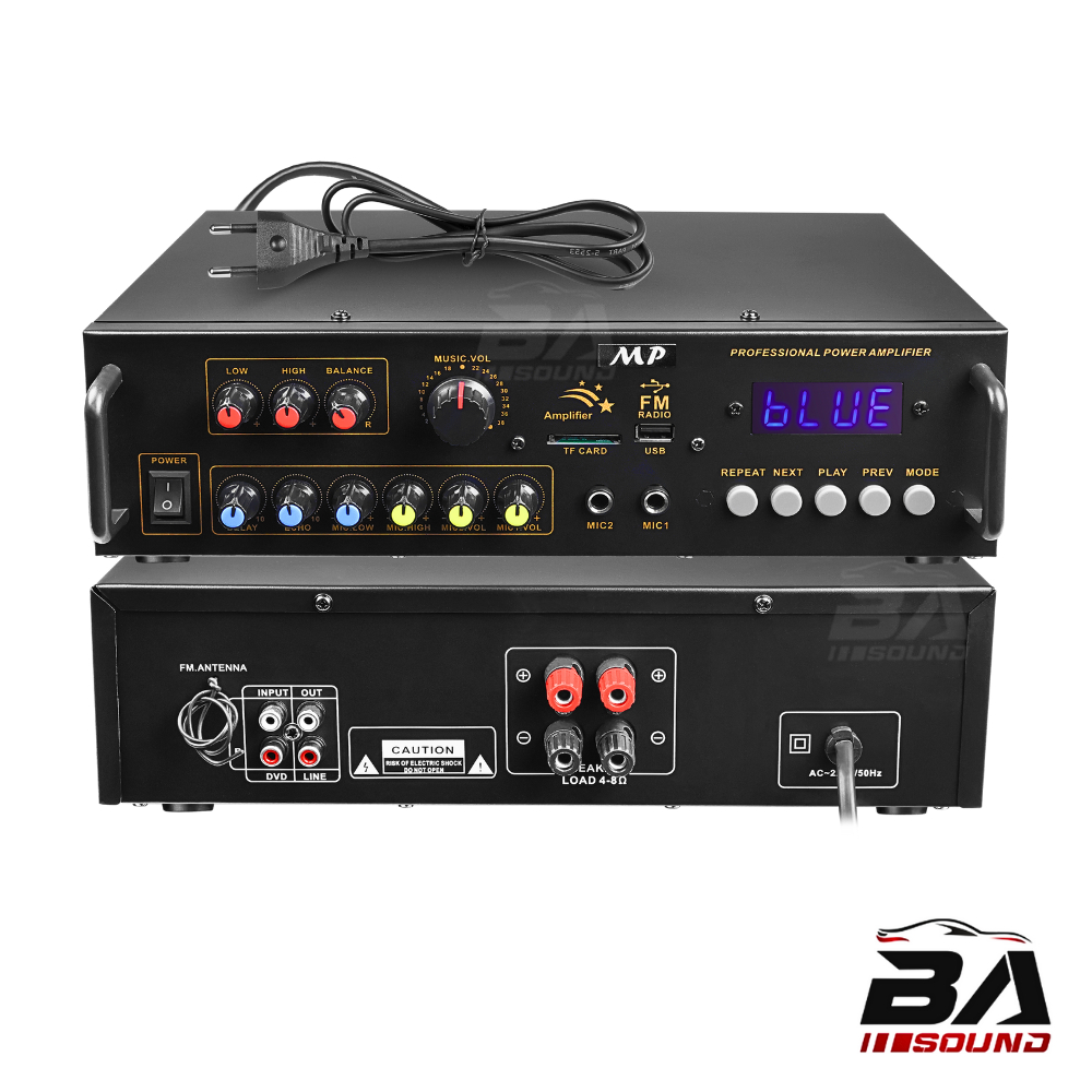 BA SOUND เพาเวอร์แอมป์ ขับลำโพง 15 นิ้ว ได้ถึง 2 ดอก เครื่องขยายเสียง DA-3000 รองรับ บูลทูธ / FM / USB / TF เสียบไมค์