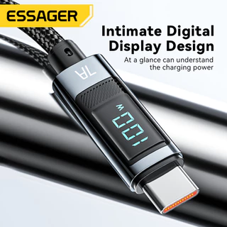 สายเคเบิลจอแสดงผลดิจิตอล USB Type C, Essager, 7A PD 100W, การชาร์จอย่างรวดเร็ว, สายเคเบิลข้อมูล USB C, for HUAWEI Xiaomi
