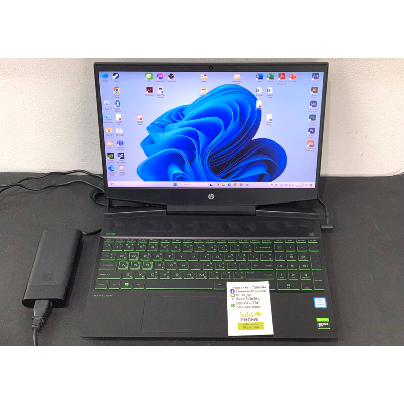 โน๊ตบุ๊คเกมมิ่ง HP Notebook Pavilion Gaming 15/Core i5-9300H/RAM 16GB/SSD M.2 256GB/HDD 1TB สภาพสวย
