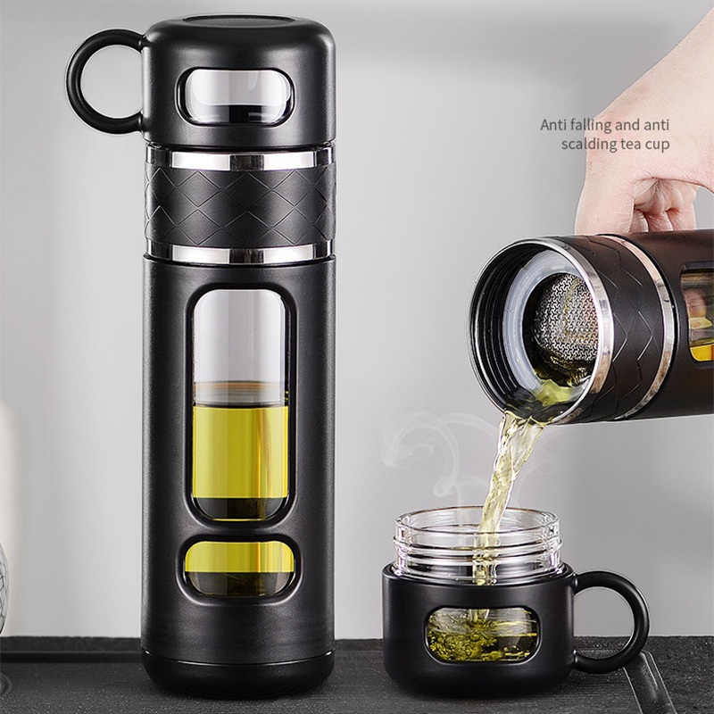 nicelife 520ml กระบอกน้ำ ชงชา กระจกสองชั้น วัสดุ High Borosilicate พร้อมที่กรองใส่ใบชา