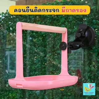 คอนนกติดกระจก แบบมีถาดรอง คอนนกติดรถ