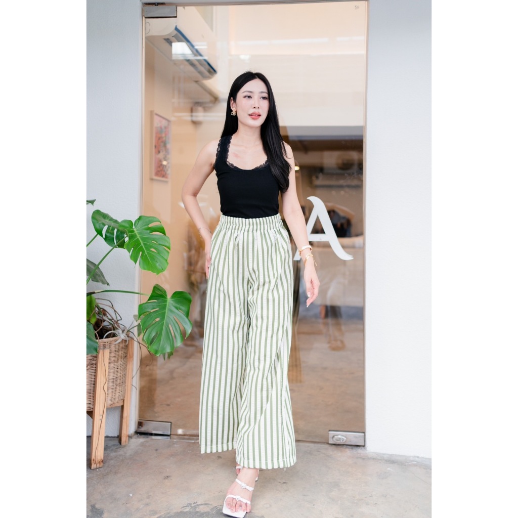 [พิมพ์โค้ด SISDEC ลด 60.- ] M1439 กางเกงขายาวริ้ว 3 สี ใส่สบาย ผ้าดี 250-เท่านั้น ขนาดสินค้า รอบเอว24"-34" สะโพก44"