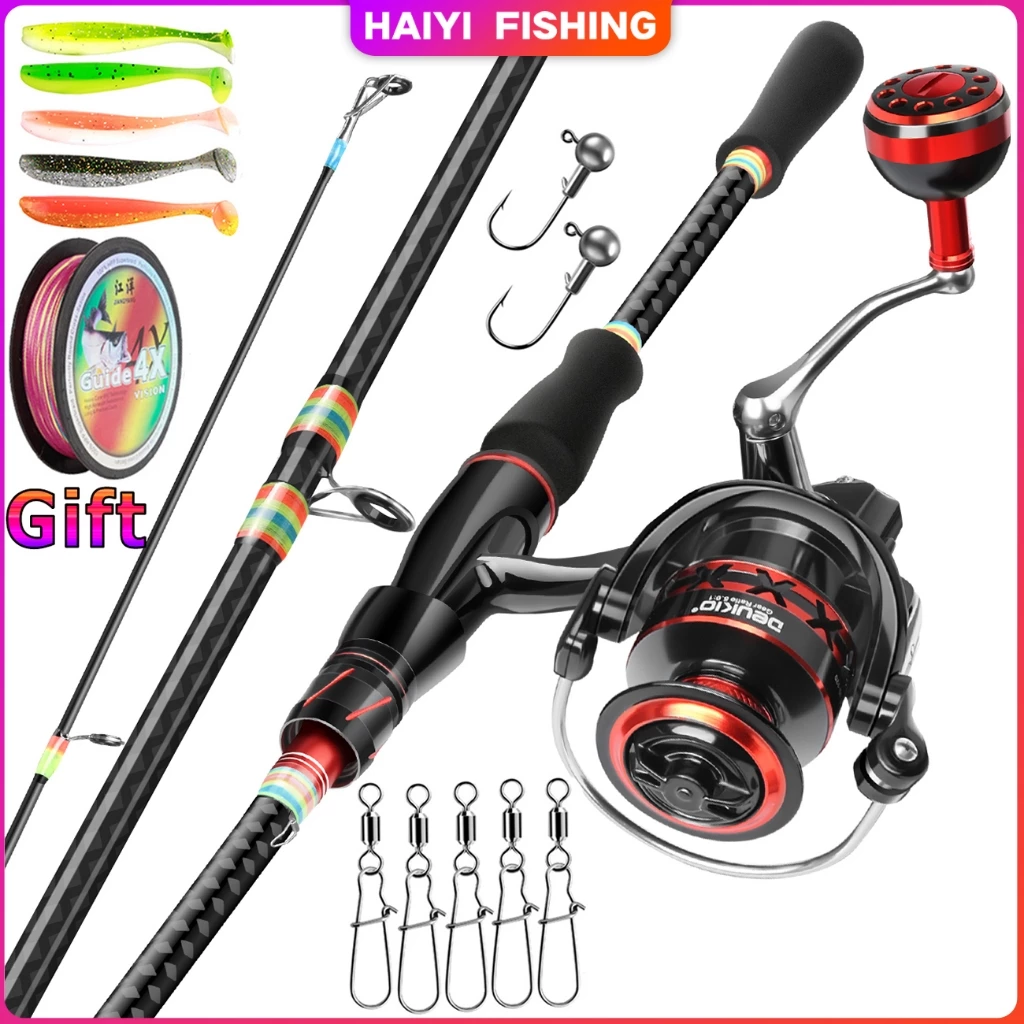 🐬HAIYI FISHING🐬เบ็ดตกปลาครบชุด รอกหมุน 5.2:1อะไหล่แกนม้วนลึกตื้น ชุดรอกตกปลารอกตกปลาน้ำจืดทะเลน้ำเค็ม