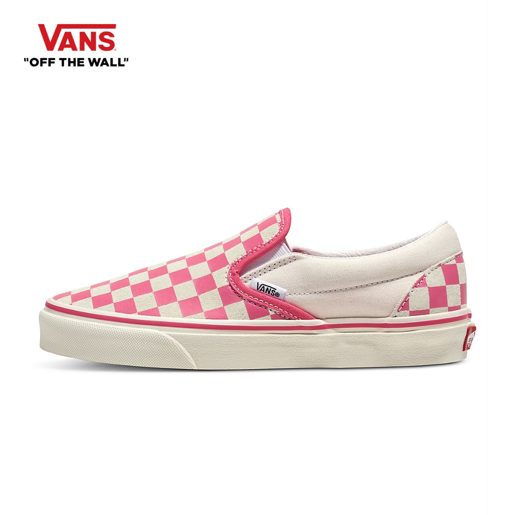 VANS CLASSIC SLIP-ON - CHECKERBOARD PINK/TRUE WHITE รองเท้าผ้าใบ หญิง ชาย