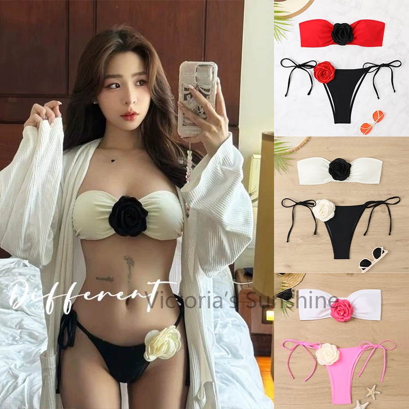 ไลฟ์สดลด50% บิกินี่2ชิ้น bikini สีดํา เกาะอก ชุดสาวเซ็กซี่ ผ้าพรีเมี่ยมใส่สบาย พร้อมส่ง#0202