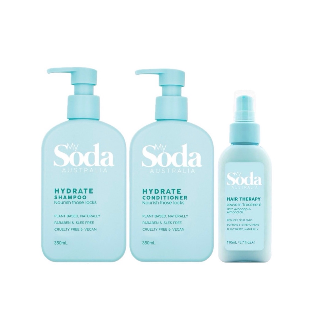 [แพ็ก 3 ขวด] MY SODA AUSTRALIA HYDRATE SHAMPOO + CONDITIONER + HAIR THERAPY  ไฮเดรท แชมพู+คอนดิชันเน