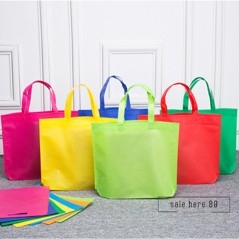 พร้อมส่ง ถุงผ้าลดโลกร้อน สีพื้น ช้อปปิ้ง ถุงผ้าสปันบอนด์ กระเป๋าผ้า ขยายก้น ไม่ขยายข้าง มี 3 ขนาด