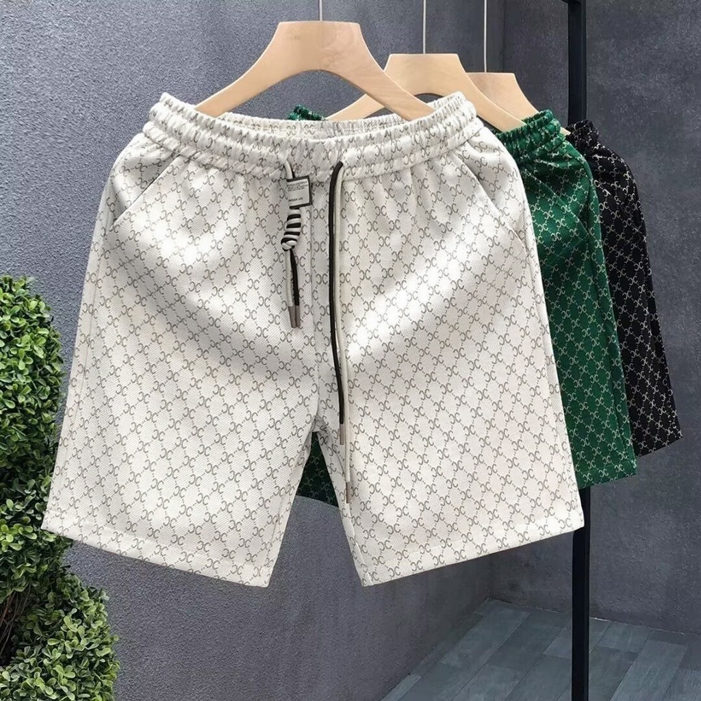 กางเกงขาสั้นผู้ชาย ไซส์ใหญ่ ลําลอง ทรงหลวม วินเทจ สีดำ ผ้าไหมน้ําแข็งมีน้ําหนักเบาและระบายอากาศได้ดี ขาวแฟชั่นชาย