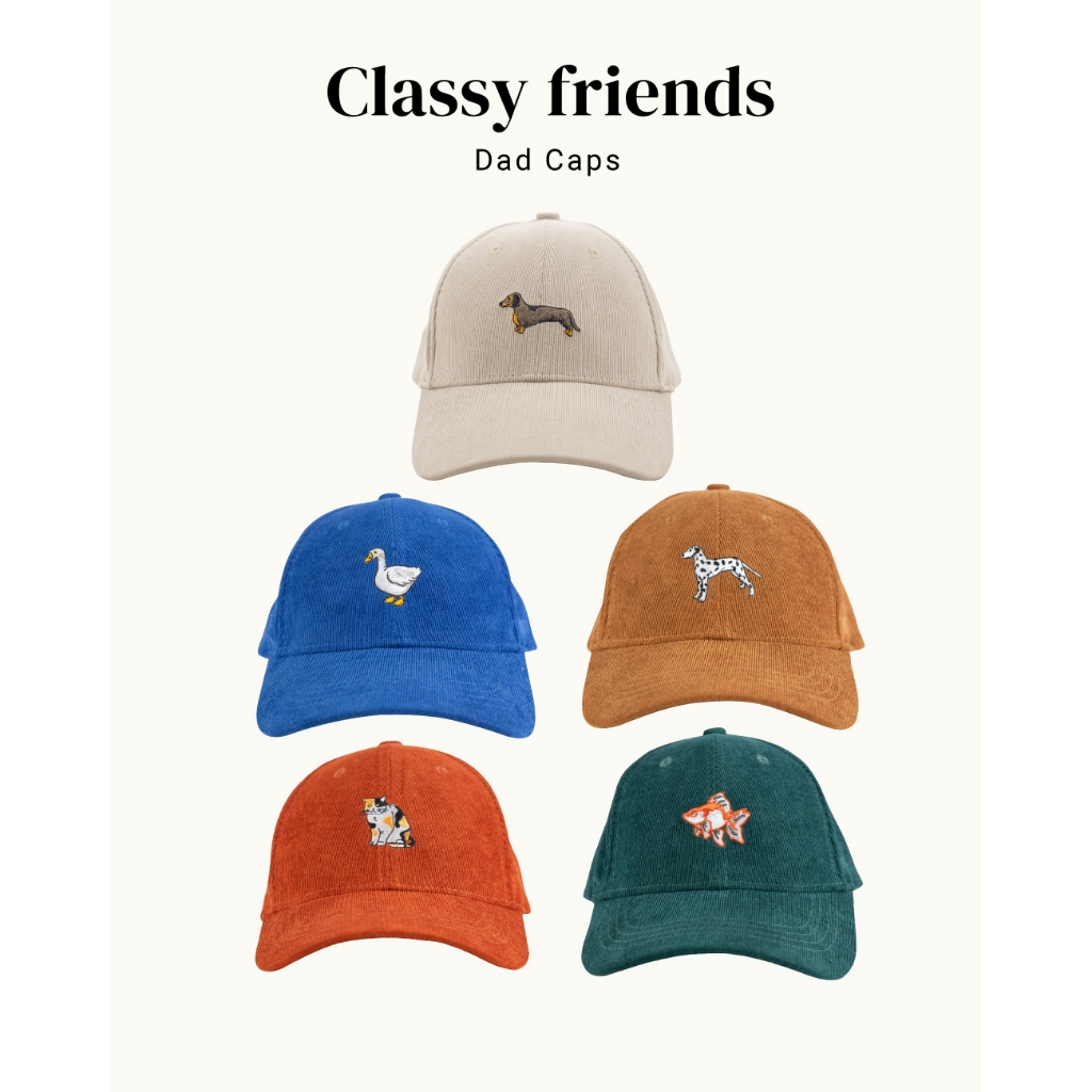Classy - หมวกแก็ปผ้าลูกฟูก ปักลาย Col. Classy Friends รุ่น Dad Caps