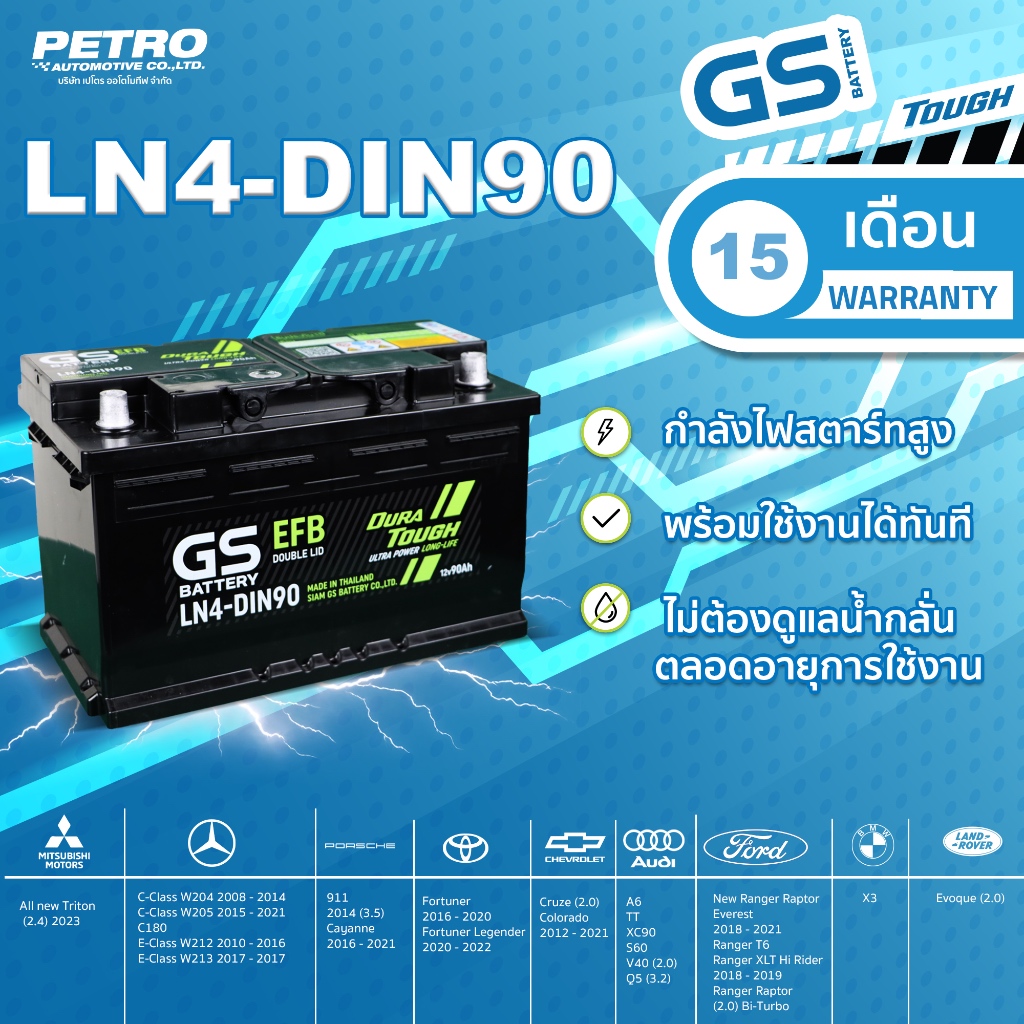GS Battery LN4-DIN90 (พร้อมส่ง)  พลังทนทาน สำหรับทุกเส้นทางและการผจญภัย