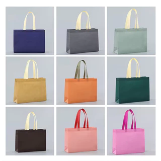 พร้อมส่ง ถุงช้อปปิ้งแบบพกพา สีทูโทน T205 ถุงผ้าไม่ทอพับได้ ถุงผ้าสปันบอนด์ ลดโลกร้อน หนา 70 แกรม
