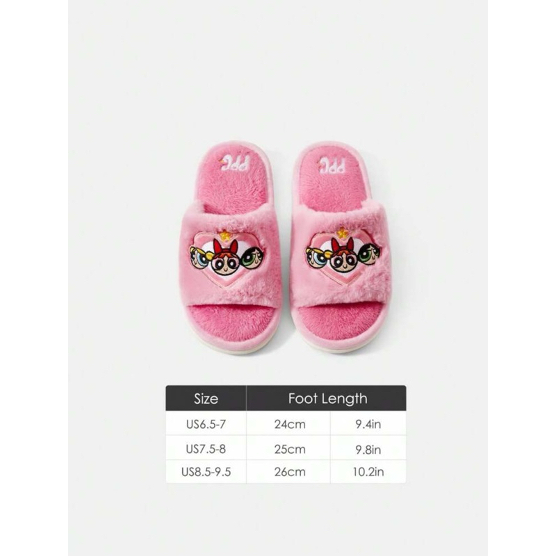 พร้อมส่ง❤️‍🔥 THE POWERPUFF GIRLSแท้💯% รองเท้าใส่ในบ้าน ปักลาย ลิขสิทธิ์แท้จาก SHEIN X