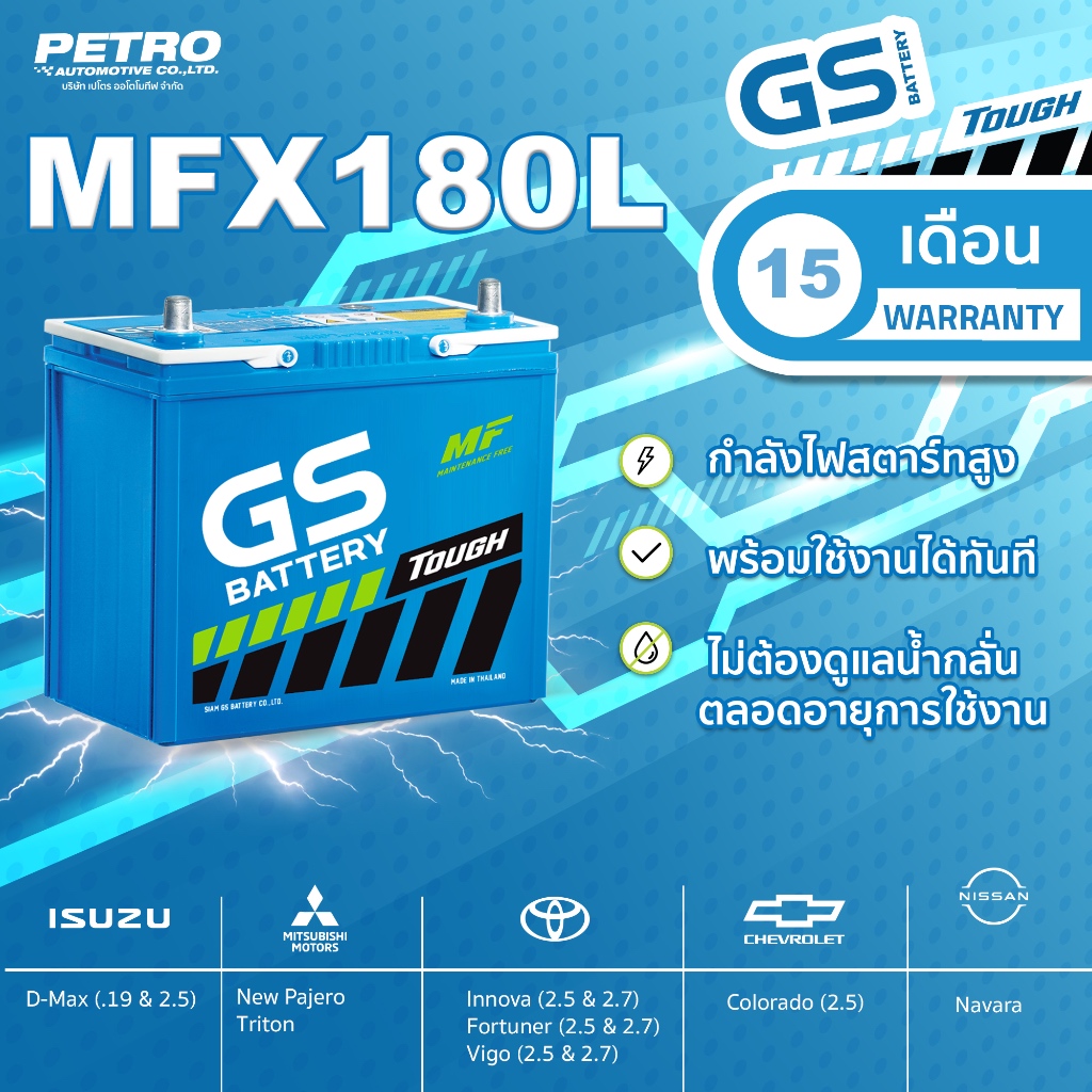 GS Battery MFX180L, MFX180R (พร้อมส่ง)  พลังทนทาน สำหรับทุกเส้นทางและการผจญภัย