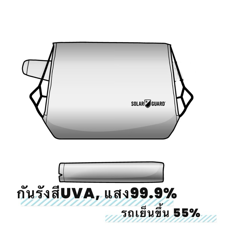 A373-[ SOLAR GUARD ] นำเข้าจากJapan ม่านกันแดดกระจกด้านนอกรถยนต์ เกรดพรีเมี่ยม ขนาด 52“x39"(หน้าแผ่นกันแดดด้านใน) กันUV