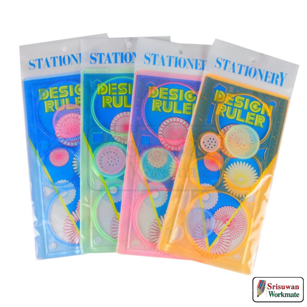 ไม้บรรทัดเรขาคณิต No.105 คละสี 1 ชุด ไม้บรรทัดสร้างลาย เทมเพลท Template วาดรูป ทรงเรขาคณิต เขียนแบบ 