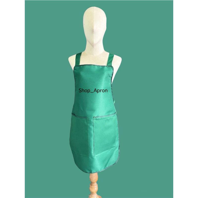 ผ้ากันเปื้อน 2 กระเป๋า 1 ซิป กุ๊นขอบสีเดียวกับผ้า - รูปที่ 4