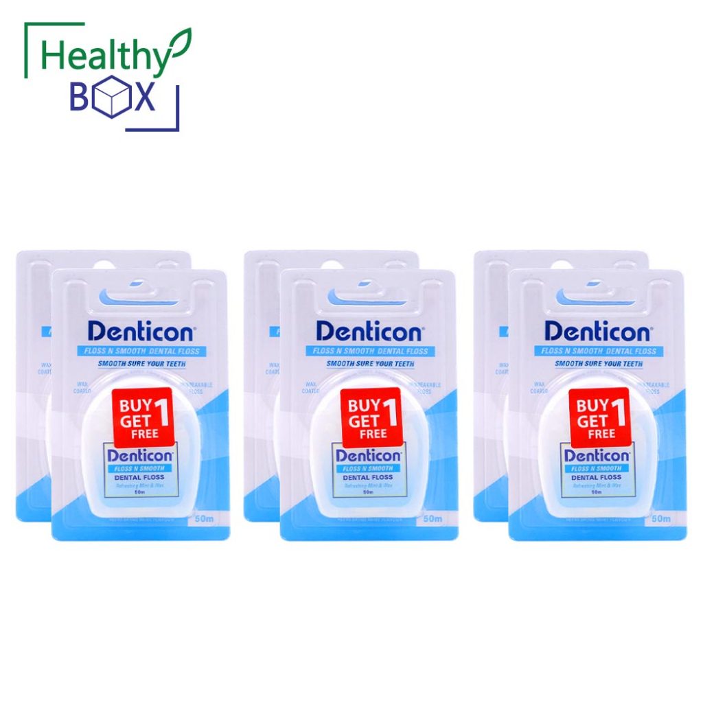 แพ็ค 3 Panc Denticon Dental Floss&Smooth 50m.(ฟ้าขาว) เดนติคอน ไหมขัดฟัน รุ่นเส้นไหมนุ่มเส้นกลม (v)