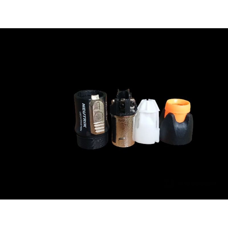 สเปคคอนลำโพงตัวผู้ แถบสีส้ม SPEAKON NL4FC NEUTRIK 4 PIN. หัวเหล็ก สวยงาม แข็งแรง ถอดประกอบง่ายด้วยปุ่มกดที่ใหญ่ขึ้น