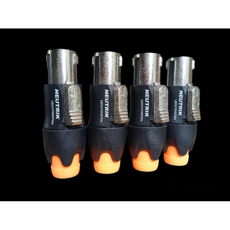 สเปคคอนลำโพงตัวผู้ แถบสีส้ม SPEAKON NL4FC NEUTRIK 4 PIN. หัวเหล็ก สวยงาม แข็งแรง ถอดประกอบง่ายด้วยปุ่มกดที่ใหญ่ขึ้น