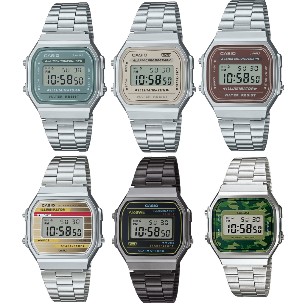 นาฬิกาข้อมือผู้ชาย/หญิง casio ระบบดิจิตอล รุ่น A168W A168 A168WA ประกัน cmg 1 ปี(A168WA-3A)