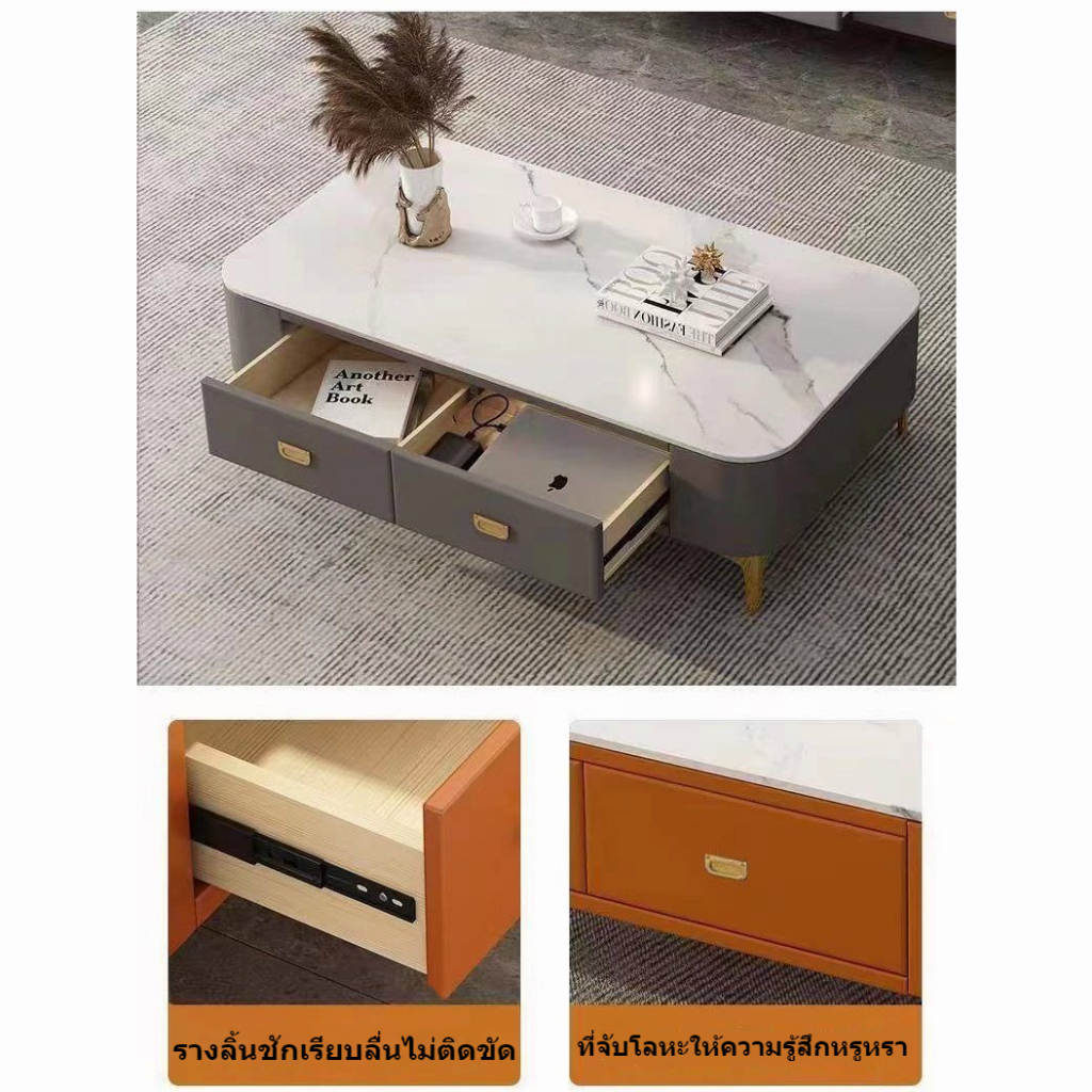 พร้อมส่ง โต็ะกลางโซฟา โต็ะกลาง โต็ะลายหินอ่อน มี2สินชัก ทนนาน กันน้ำ รับน้ำหนักได้200kg -ขนาด120*60*39CM - รูปที่ 4